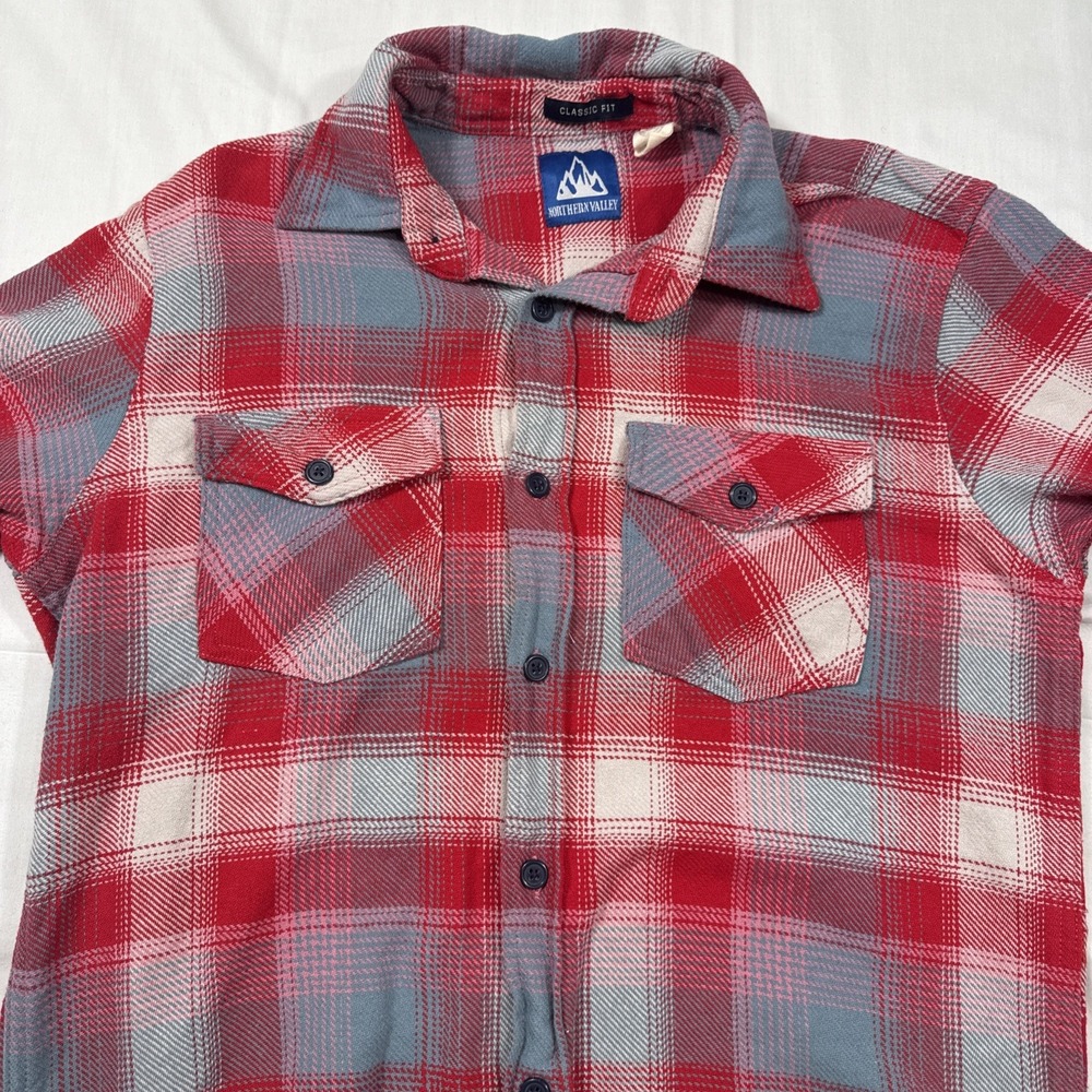 FLANNEL SHIRT NORTHERN Valley Men MEDIUM Plaid Flap Pocket Western